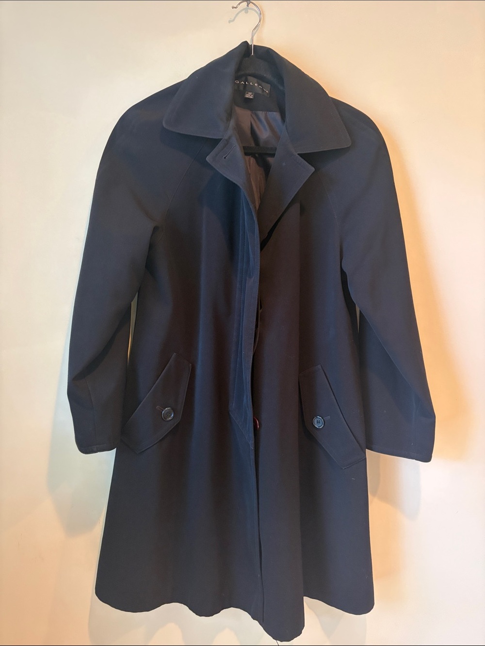 Gallery Navy Trench Coat with Flap Pockets